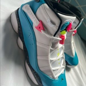 Air Jordan 6 Rings Two 3 Blue Fury Cyber Pink